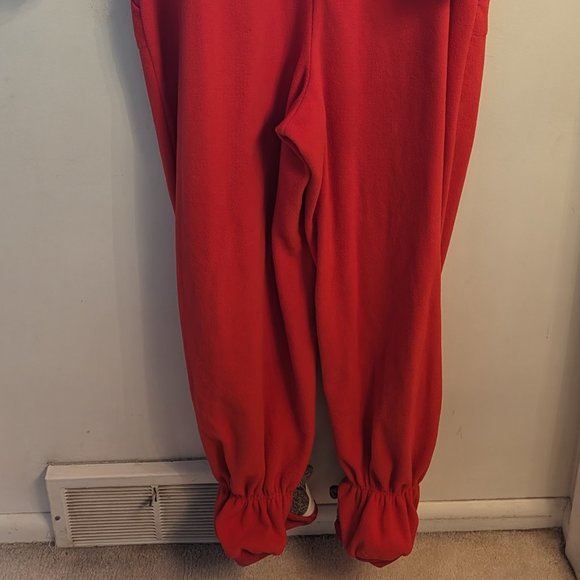 Red Fleece Sock Monkey Footed Onesie pajamas - Picture 2 of 4